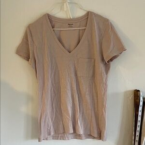 Madewell Short Sleeve V-Neck Tee - Light Pink